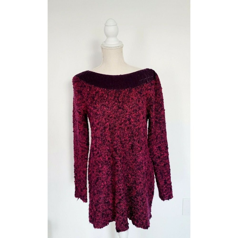 Soft Surroundings Doree Purple Violet Pink Knit Wool Blend Long Tunic Sweater M